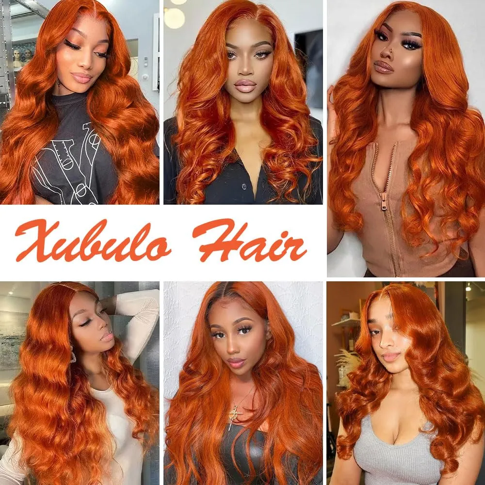 30 Inch Ginger Wig Human Hair Body Wave Pre Plucked 13x4 HD Ginger Lace Front Wigs Human Hair 200% Density Transparent Lace Frontal Colored Glueless Wigs Human Hair