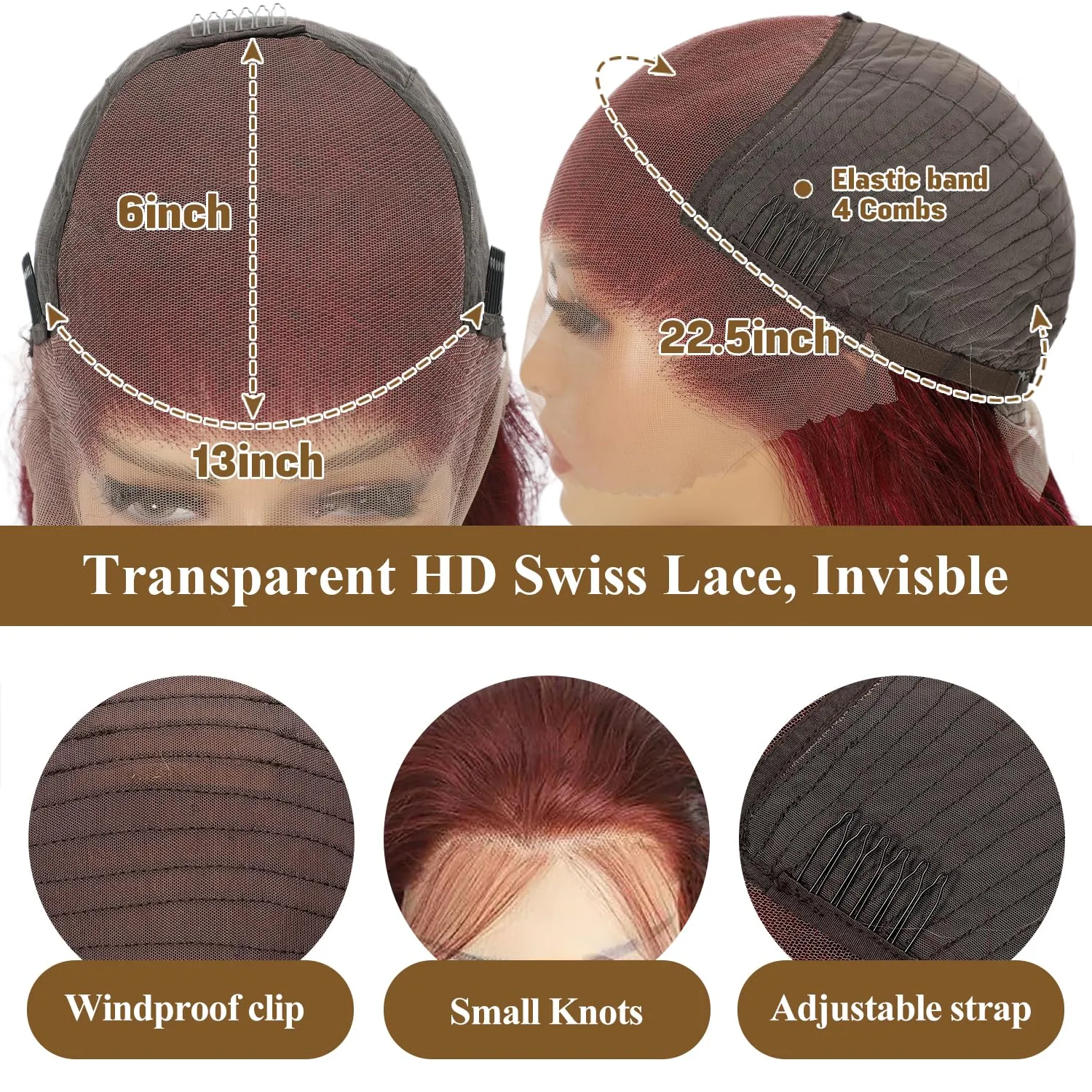 30 Inch Reddish Brown 180 Density Body Wave HD Lace Frontal Wigs Human Hair 13X6 Lace Front Wigs Human Hair 350# Body Wave Human Hair Wig Pre Plucked for Women Human Hair Wig