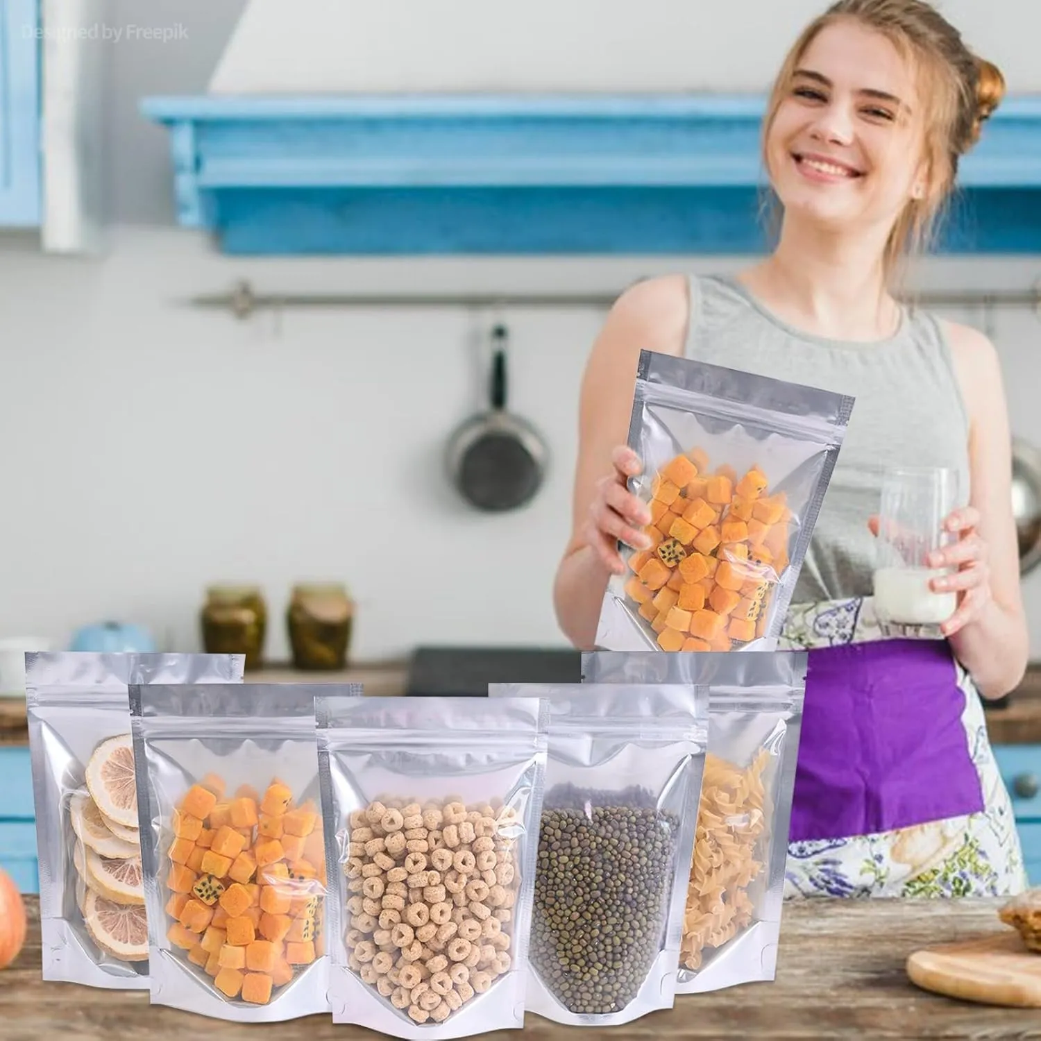 30PCS 12"X16" Mylar Bags for Food Storage with Clear Front Window,Smell Proof Stand Up Ziplock Pouch,Resealable Bags for Small Business Packaging Candy Coffee Bean Nuts Cookie Long Term