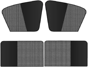 4 PCS Side Window Shade, Semi-light-blocking and Semi-Transparent Sun-proof Heat-insulating Curtains, Adsorption-installed Car Window Free-lifting and Breathable Mesh Cover, for Cars (Black)