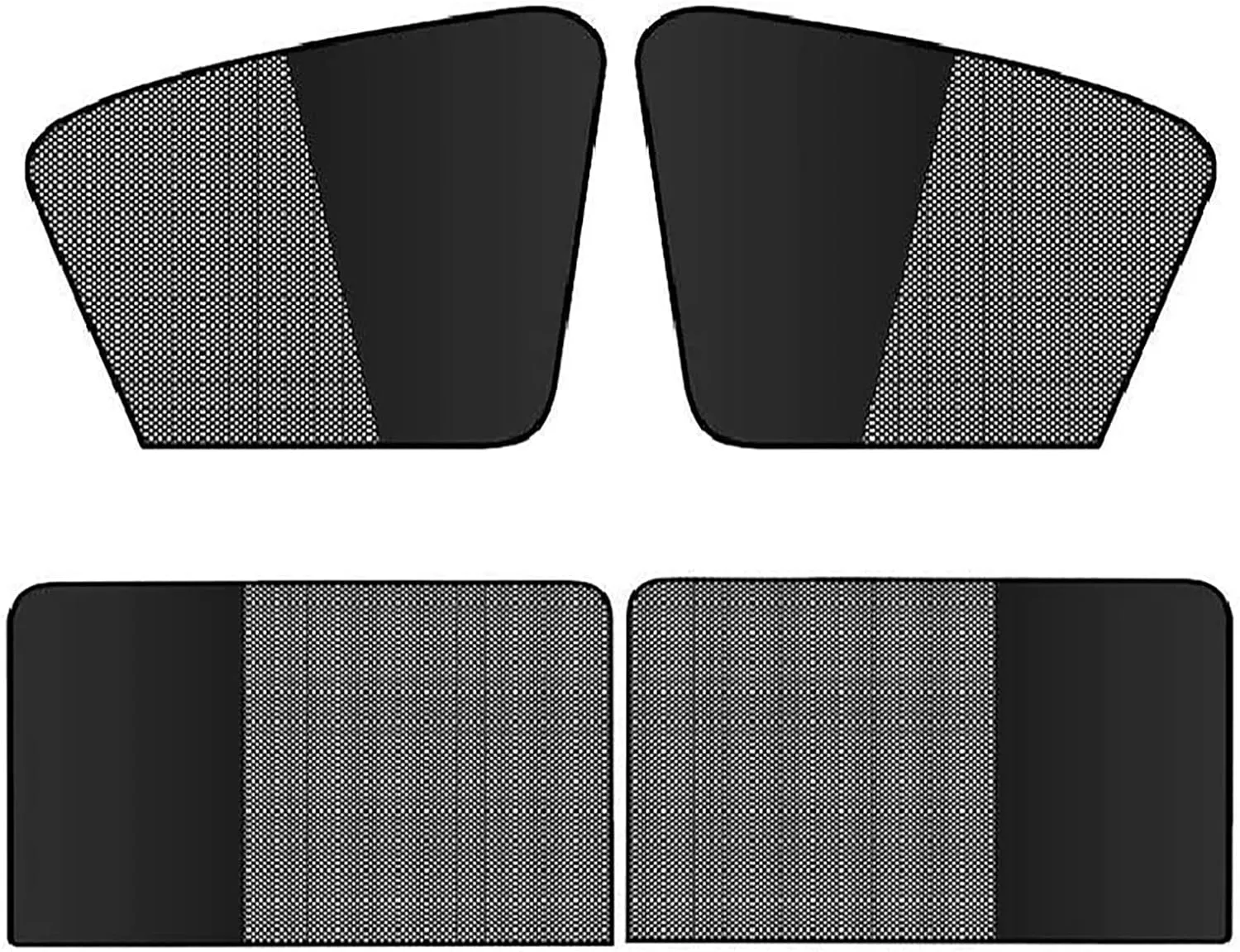 4 PCS Side Window Shade, Semi-light-blocking and Semi-Transparent Sun-proof Heat-insulating Curtains, Adsorption-installed Car Window Free-lifting and Breathable Mesh Cover, for Cars (Black)