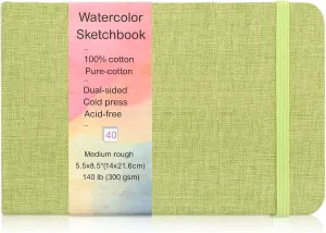40 Sheets Watercolor Journal A5, 140 lb/300 GSM Watercolor Sketchbook Cold Press Watercolor Paper Watercolor Notebook for Painting, Drawing