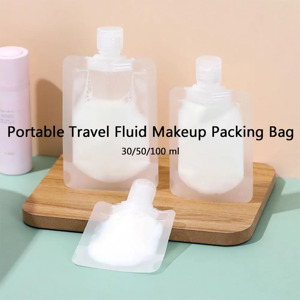 48 PCS Portable Travel Fluid Makeup Packing Bag, 30/50/100 ml Sealed Leakproof Clear Squeeze Pouch for Cosmetics, Refillable or Disposable Containers for Shampoo Conditioner Lotion (Set-50ml)