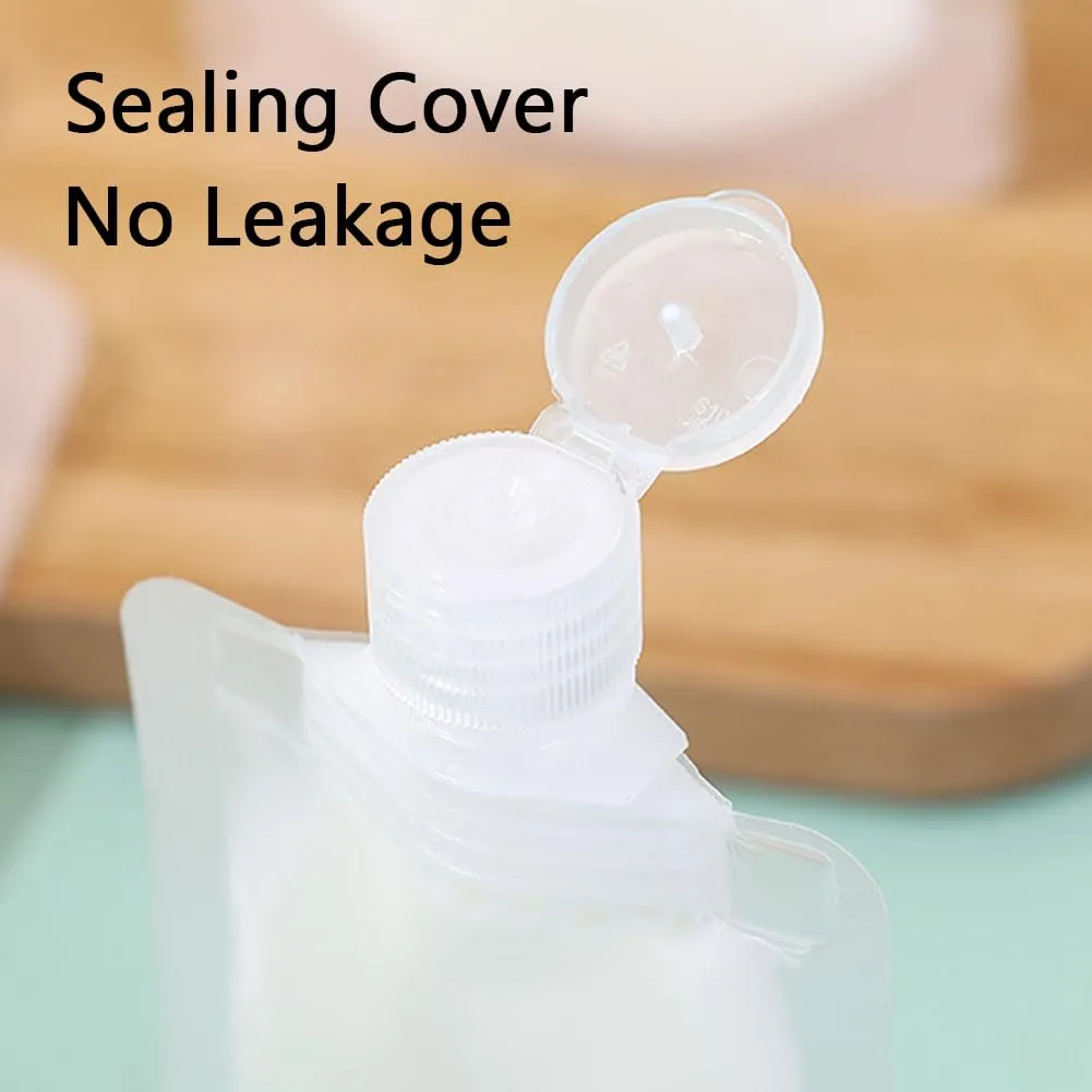 48 PCS Portable Travel Fluid Makeup Packing Bag, 30/50/100 ml Sealed Leakproof Clear Squeeze Pouch for Cosmetics, Refillable or Disposable Containers for Shampoo Conditioner Lotion (Set-50ml)