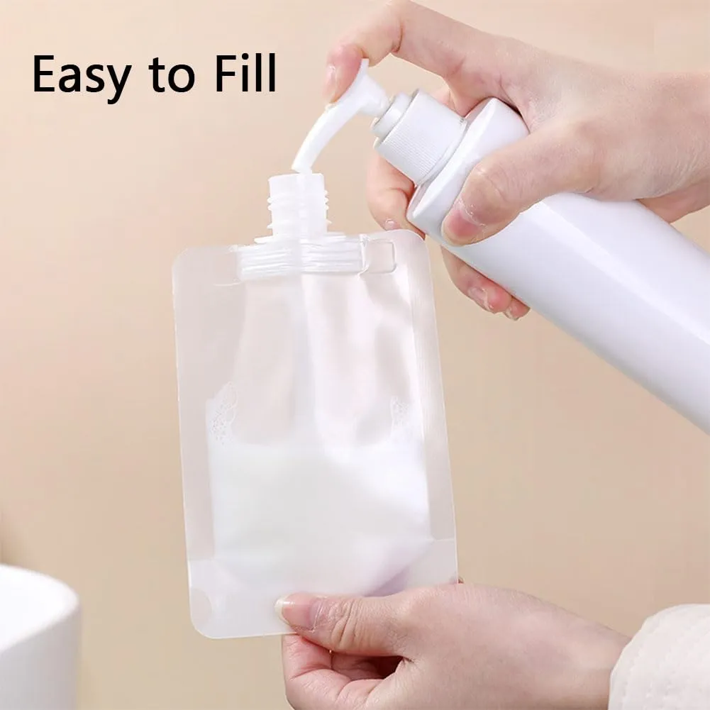48 PCS Portable Travel Fluid Makeup Packing Bag, 30/50/100 ml Sealed Leakproof Clear Squeeze Pouch for Cosmetics, Refillable or Disposable Containers for Shampoo Conditioner Lotion (Set-50ml)