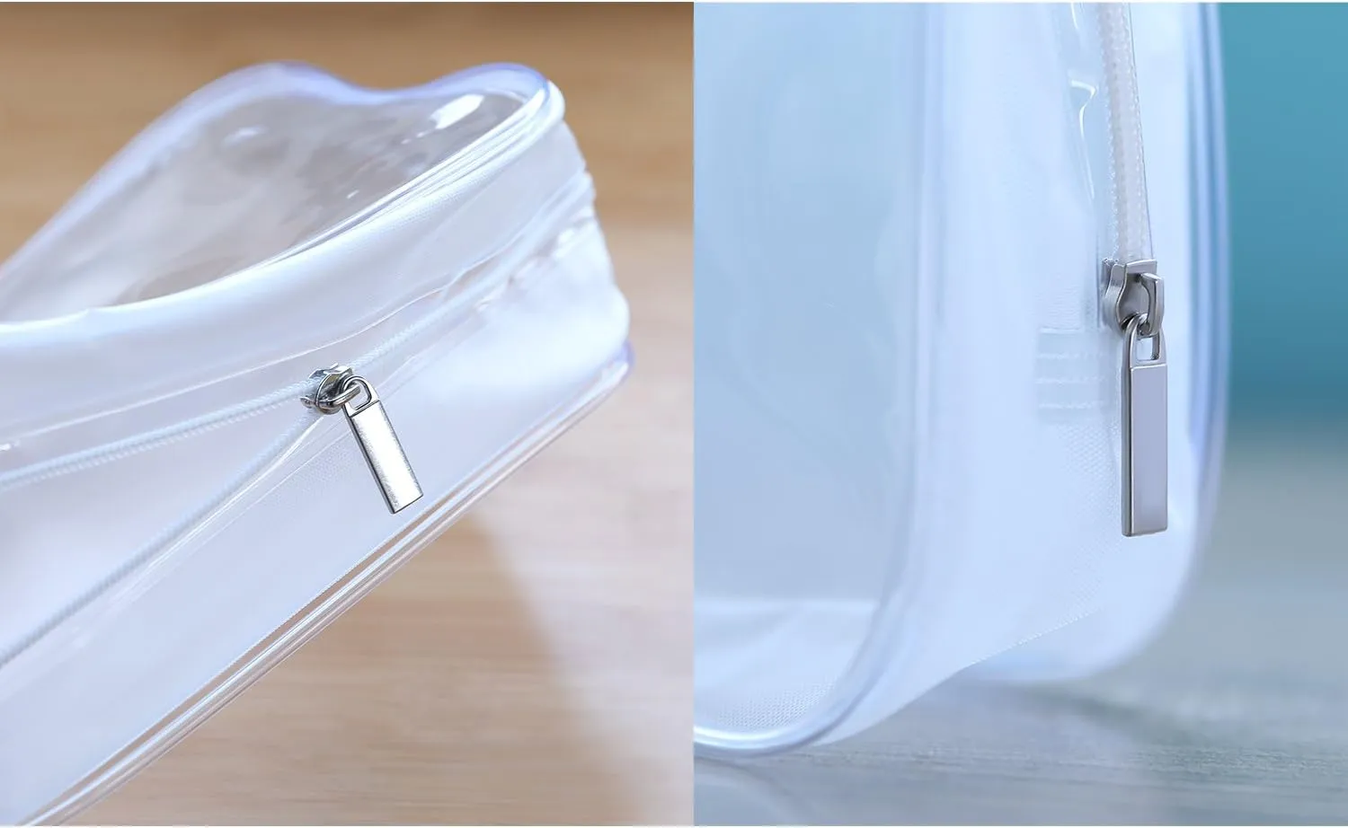 5 Pack Clear PVC Zippered Toiletry Carry Pouch Portable Cosmetic Makeup Bag for Vacation, Bathroom and Organizing