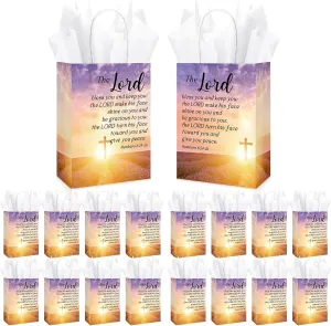 50 Set Christian Gift Bags Bulk with Tissue Mothers Day Religious Paper Bible Verse Church Gifts Bags with Handles for Baptism Church Welcome Visitors Sunday School