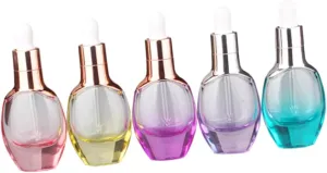5pcs Empty Essential Oil Bottle Dropper 30ml Subpackaging Bottles Travel Bottle Silicone Head Orange Golden Dark Purple Light Purple Blue