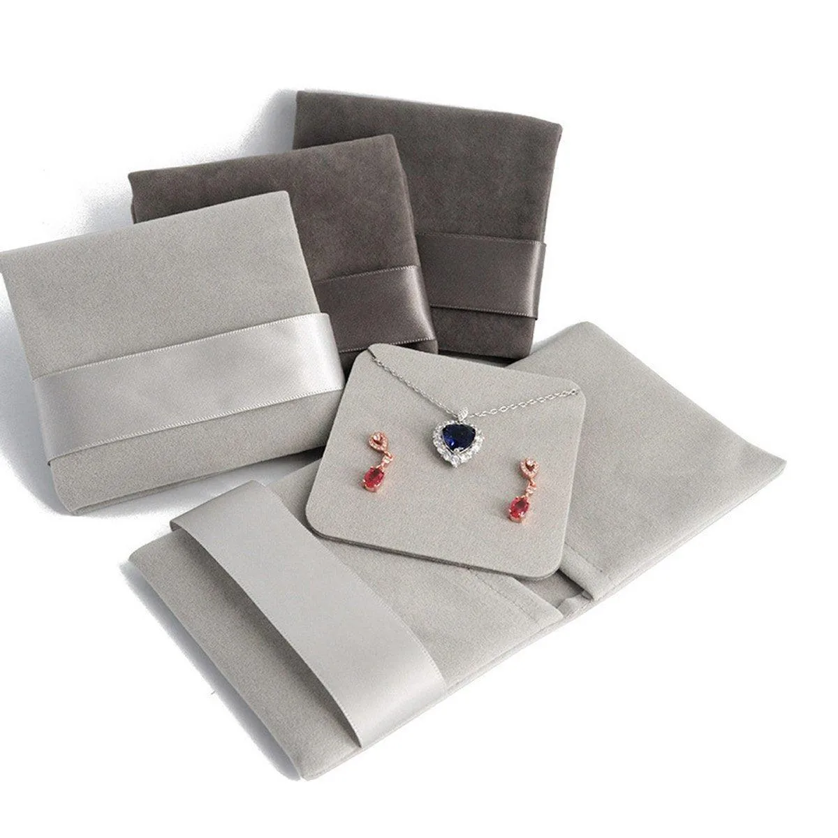 5pcs Flannel Jewellery Bags Drawstring Pouches for Storing Jewellery Accessories