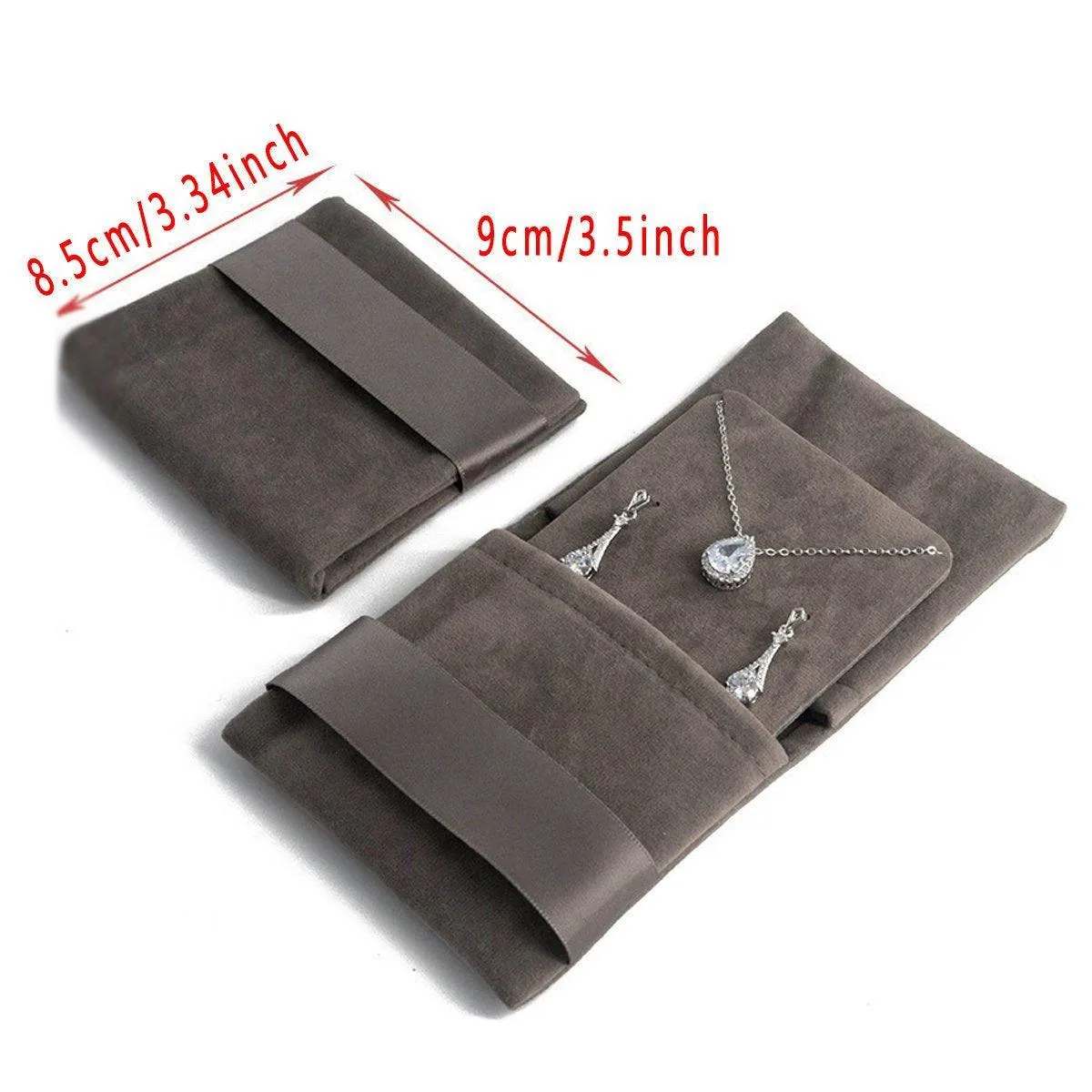 5pcs Flannel Jewellery Bags Drawstring Pouches for Storing Jewellery Accessories