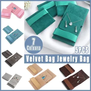 5pcs Flannel Jewellery Bags Drawstring Pouches for Storing Jewellery Accessories