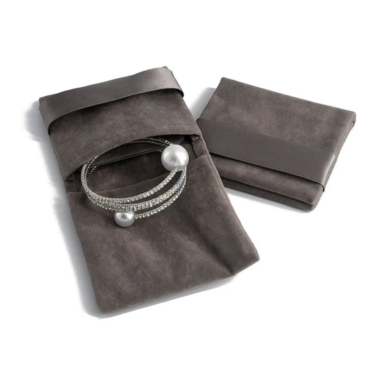 5pcs Flannel Jewellery Bags Drawstring Pouches for Storing Jewellery Accessories