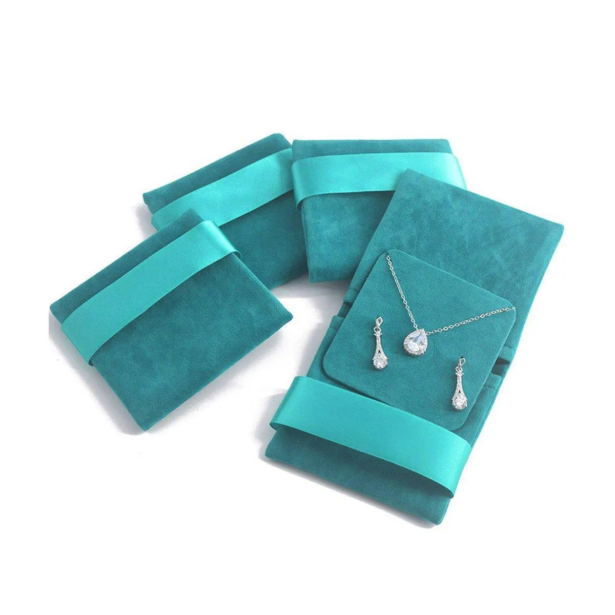 5pcs Flannel Jewellery Bags Drawstring Pouches for Storing Jewellery Accessories