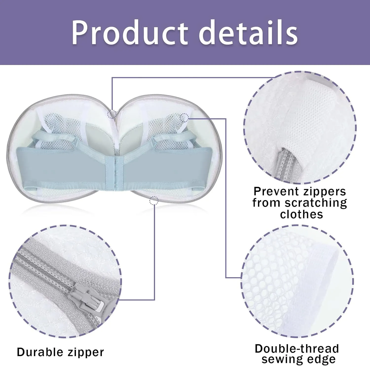 6 Pieces Bra Washing Bag for Laundry Mesh Wash Lingerie Underwear Brassiere Washing Bags with Zipper for Women Laundry Storage(Pink)