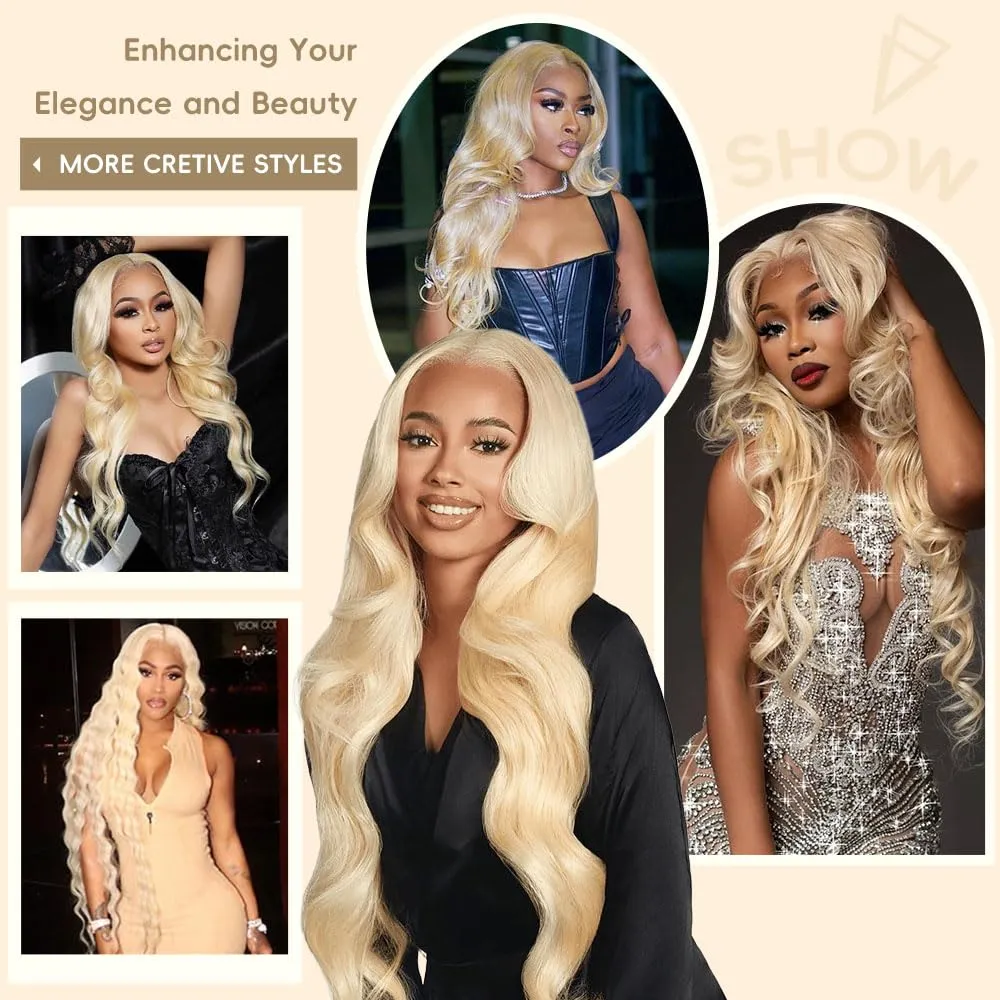 613 13x6 Lace Front Wig Human Hair 28 Inch 210 Density Blonde Wig Human Hair Body Wave Lace Front Wigs Human Hair Pre Plucked 613 HD Lace Front Wigs Human Hair