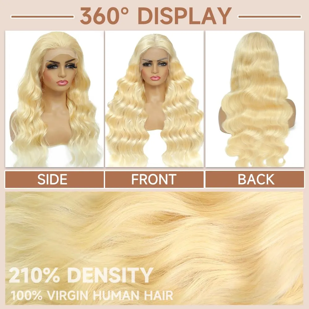 613 13x6 Lace Front Wig Human Hair 28 Inch 210 Density Blonde Wig Human Hair Body Wave Lace Front Wigs Human Hair Pre Plucked 613 HD Lace Front Wigs Human Hair