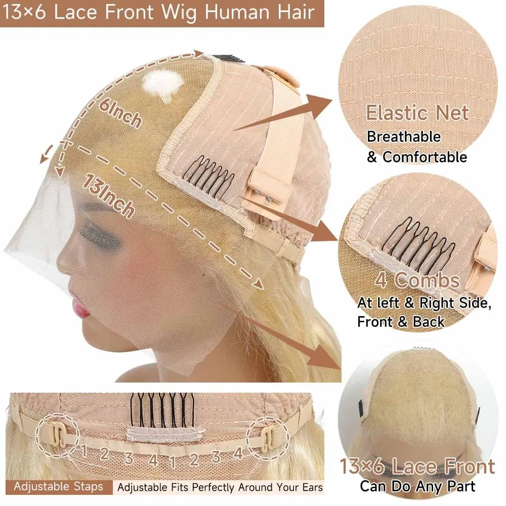 613 13x6 Lace Front Wig Human Hair 28 Inch 210 Density Blonde Wig Human Hair Body Wave Lace Front Wigs Human Hair Pre Plucked 613 HD Lace Front Wigs Human Hair