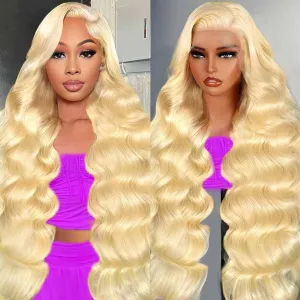 613 13x6 Lace Front Wig Human Hair 28 Inch 210 Density Blonde Wig Human Hair Body Wave Lace Front Wigs Human Hair Pre Plucked 613 HD Lace Front Wigs Human Hair