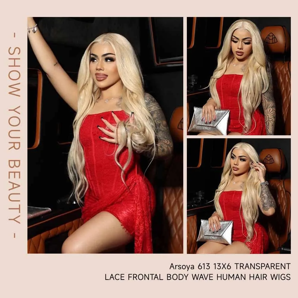 613 13x6 Lace Front Wig Human Hair 28 Inch 210 Density Blonde Wig Human Hair Body Wave Lace Front Wigs Human Hair Pre Plucked 613 HD Lace Front Wigs Human Hair
