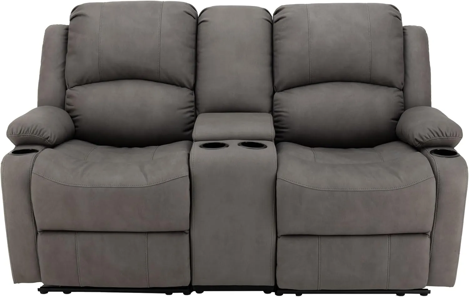 67" Wall Hugger Reclining | RV Theater Seats | Double Recliner RV Sofa & Console | RV Couch | RV Theater Seating | RV Furniture (Manual, Slate)
