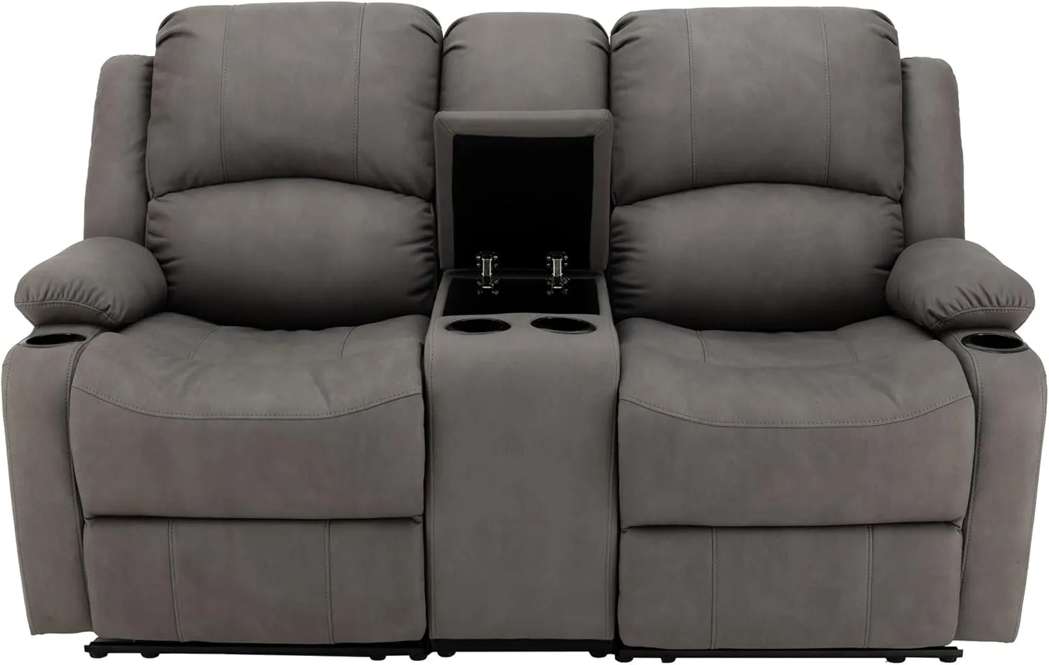 67" Wall Hugger Reclining | RV Theater Seats | Double Recliner RV Sofa & Console | RV Couch | RV Theater Seating | RV Furniture (Manual, Slate)