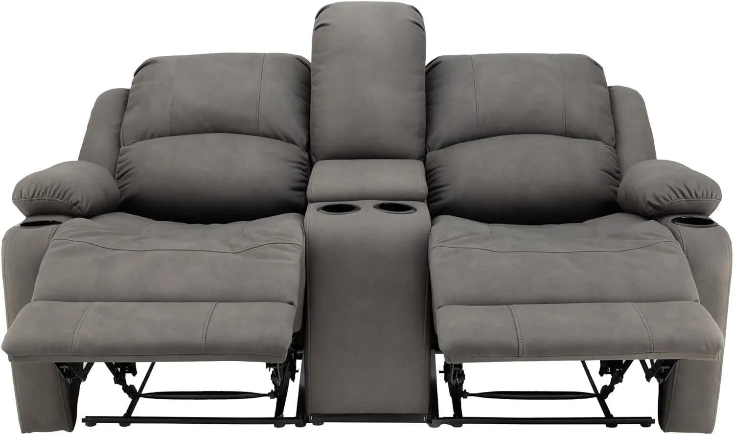 67" Wall Hugger Reclining | RV Theater Seats | Double Recliner RV Sofa & Console | RV Couch | RV Theater Seating | RV Furniture (Manual, Slate)
