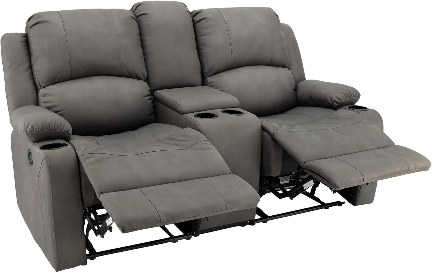 67" Wall Hugger Reclining | RV Theater Seats | Double Recliner RV Sofa & Console | RV Couch | RV Theater Seating | RV Furniture (Manual, Slate)