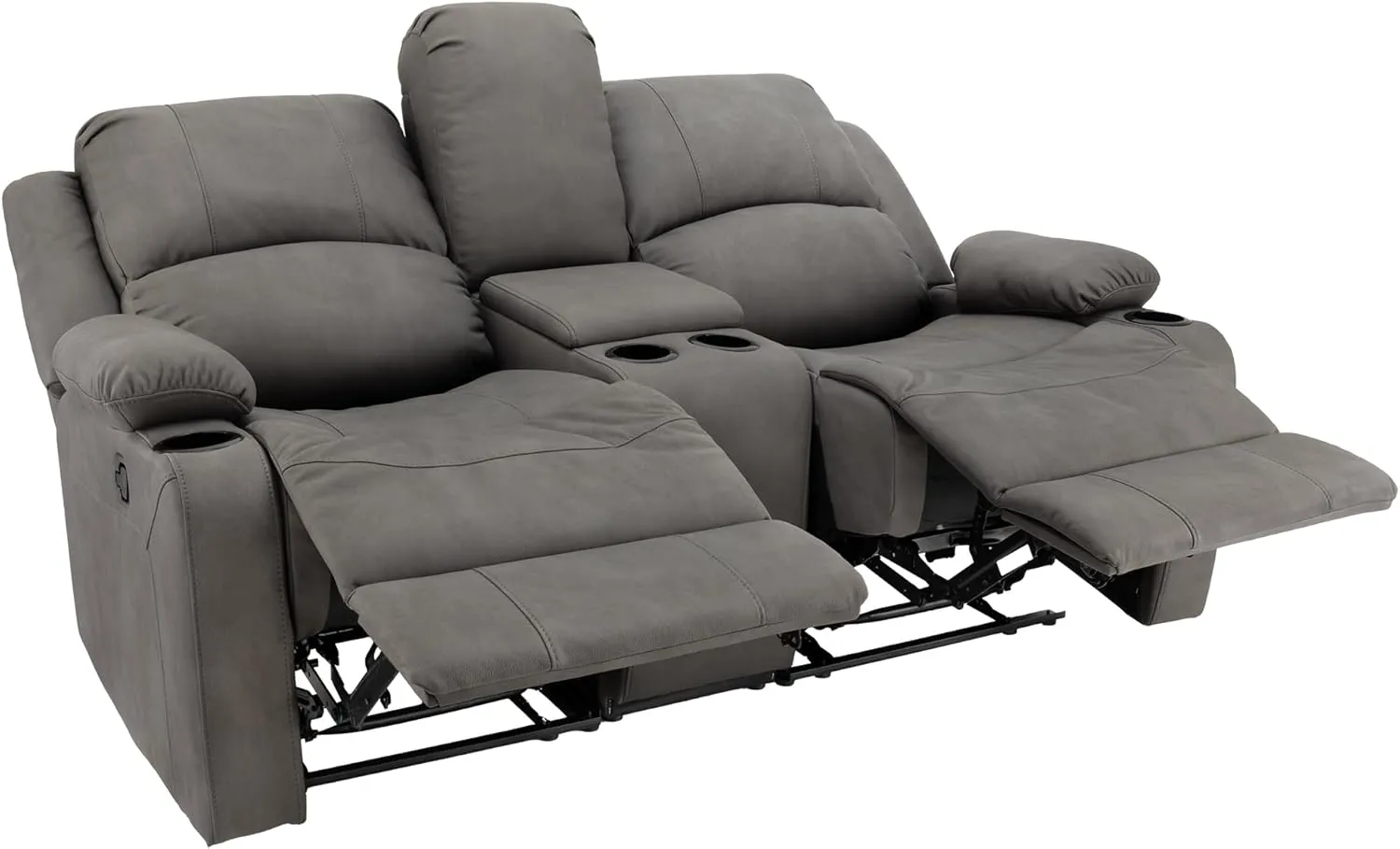 67" Wall Hugger Reclining | RV Theater Seats | Double Recliner RV Sofa & Console | RV Couch | RV Theater Seating | RV Furniture (Manual, Slate)