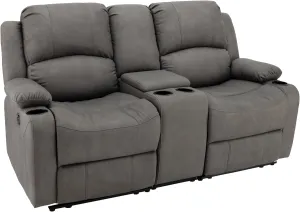 67" Wall Hugger Reclining | RV Theater Seats | Double Recliner RV Sofa & Console | RV Couch | RV Theater Seating | RV Furniture (Manual, Slate)