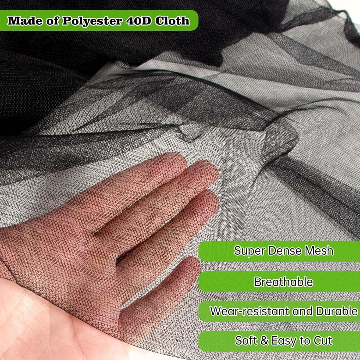78x10Ft Mosquito Netting Garden Mesh Netting, Fly Bird Net Barrier Hunting Blind Plant Protecting Net, 3x24m,Black