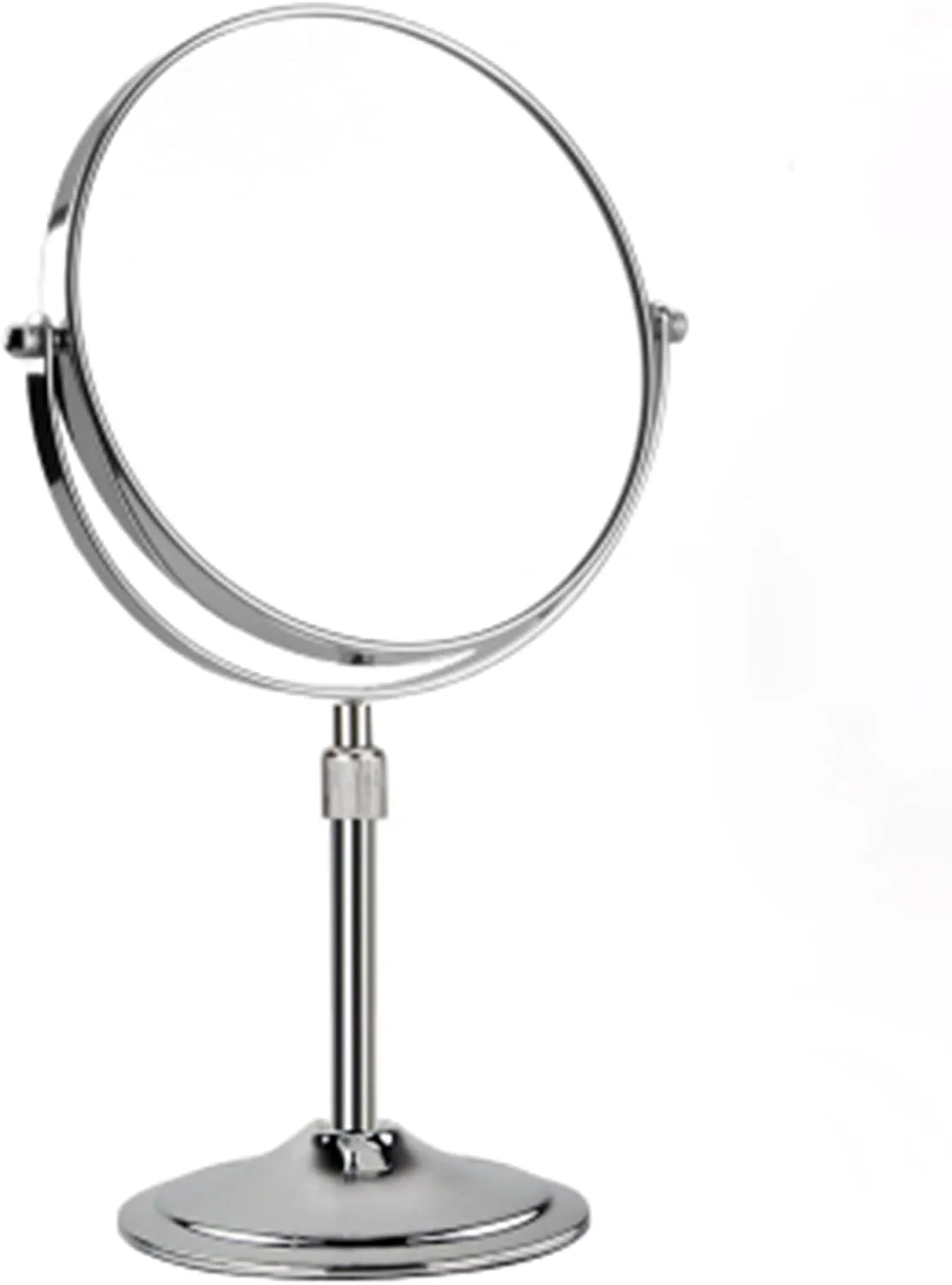 8 Inch Chrome Tabletop Rotation Makeup Mirror, Double Side Magnification Cosmetic Mirror, Countertop Standing HD Shaving Mirror, Liftable Beauty Mirror,A,5X