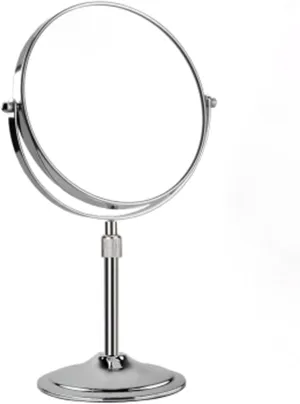 8 Inch Chrome Tabletop Rotation Makeup Mirror, Double Side Magnification Cosmetic Mirror, Countertop Standing HD Shaving Mirror, Liftable Beauty Mirror,A,5X