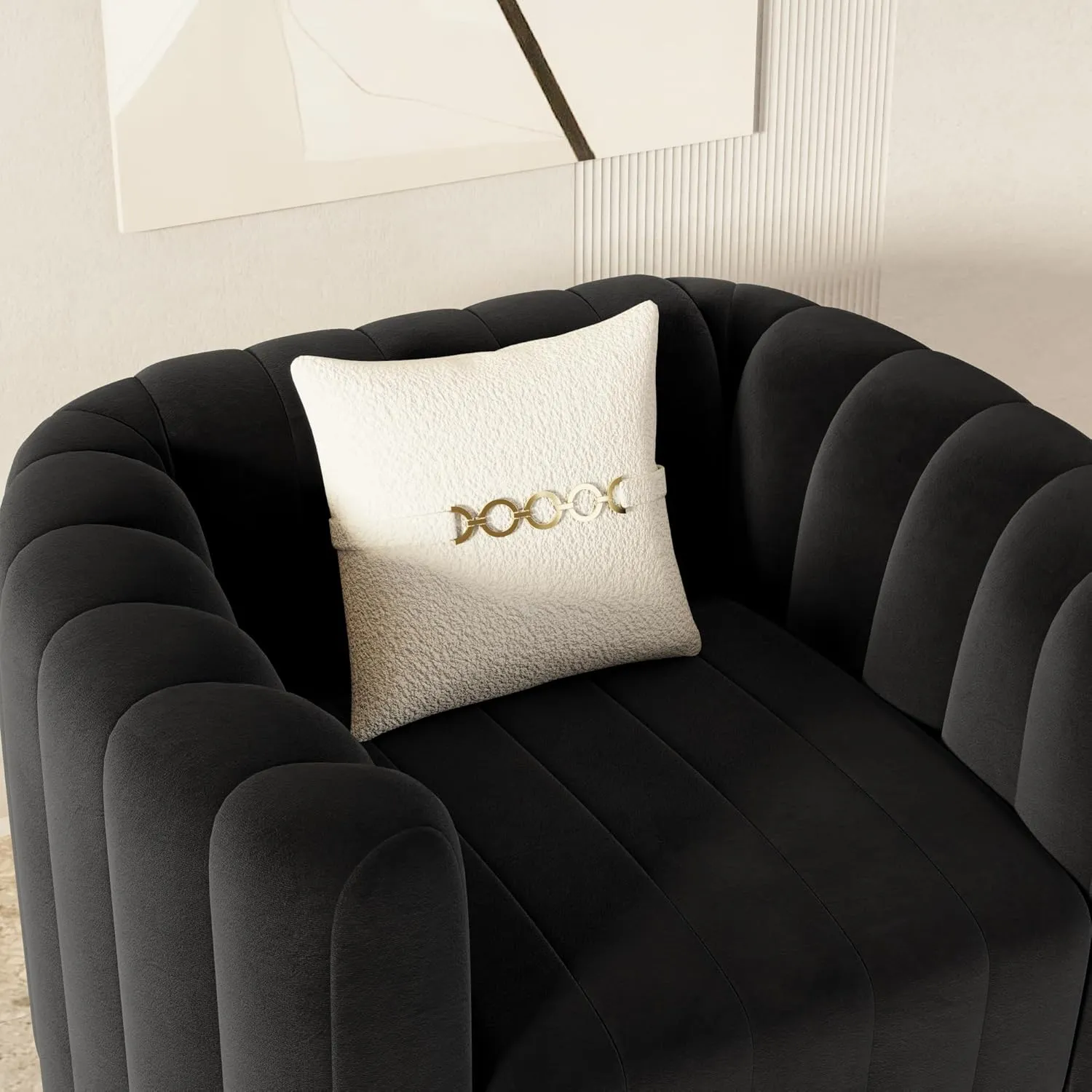 83'' Velvet Sofa Set for Living Room Modern Comfy Chesterfield Tufted Couch 3-Seater Apartment Sofa with 2 Pillows & Golden Metal Legs