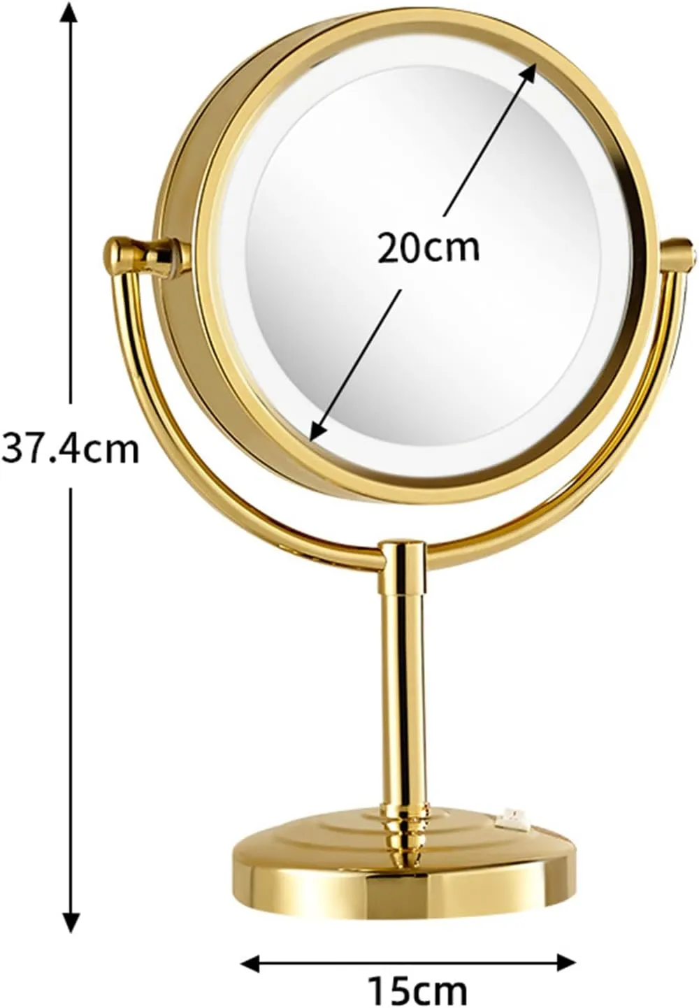 8.5 Inch Plug in Tabletop LED Lighted Makeup Mirror, Double Side Rotation Cosmetic Mirror, Magnification HD Shaving Mirror, Countertop Standing Vanity Mirror for Hotel,Gold,3X