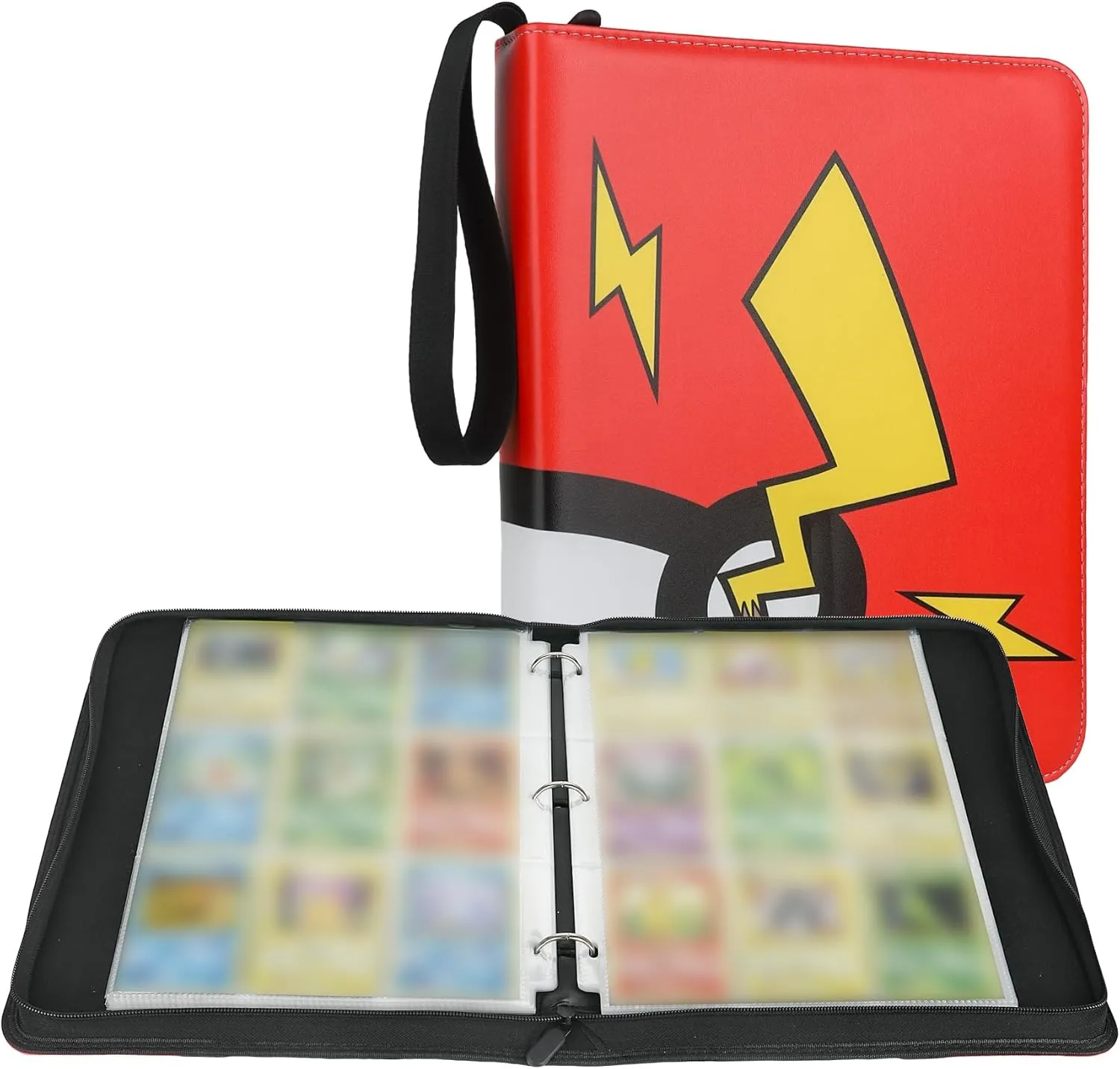9-Pocket Trading Card Binder, Holds 360 Cards, Zippered PU Leather Collector Album with Side-Loading Sleeves, Card Holder Book for MTG, TCG, YuGiOh, and Sports Cards