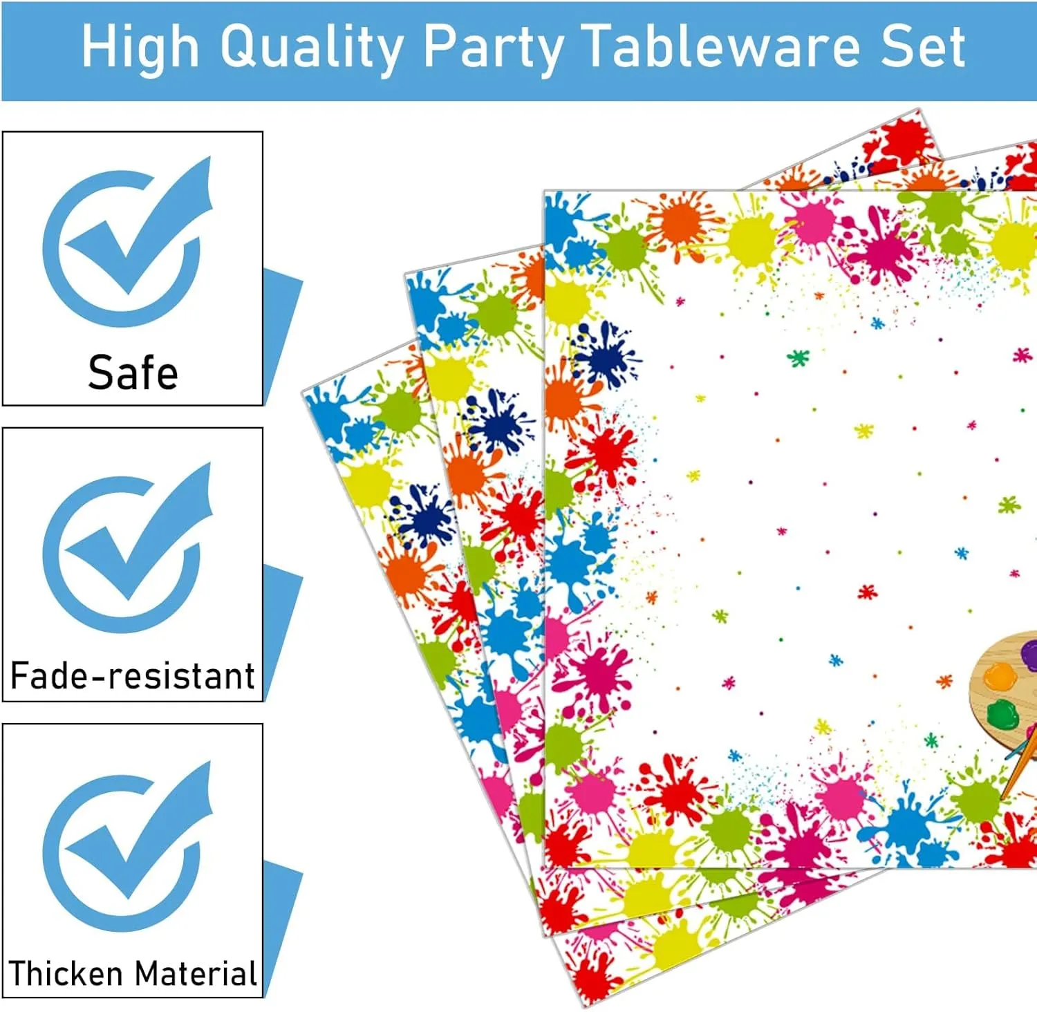 96 Pcs Art Plates and Napkins Party Supplies Paint Tableware Set Painting Theme Party Decorations Favors for Art Paint Birthday Baby Shower Serves 24