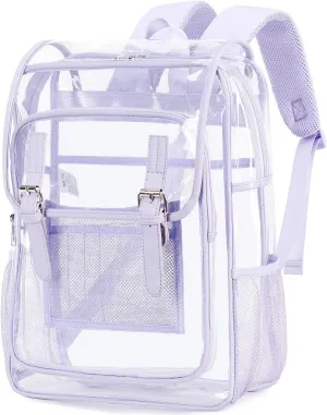 abshoo Heavy Duty Clear Backpack for School Girls Transparent School Bookbag (Purple)