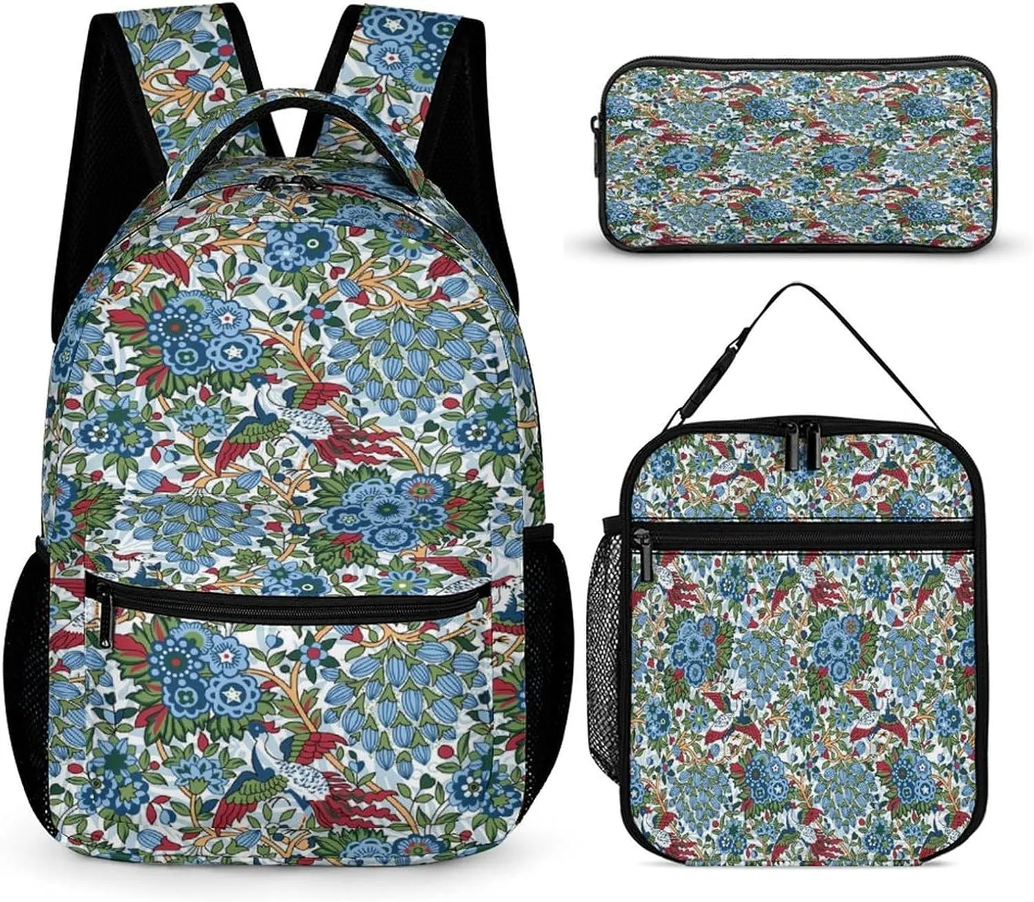 Abstract Boho William Morris Art Bags Set Backpack For Work Hiking Lunch Bag Travel Unisex Bags