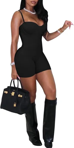 acelyn Women's Sexy Sleeveless Jumpsuits Bodycon Rompers Y2k Bodysuit Club Outfits