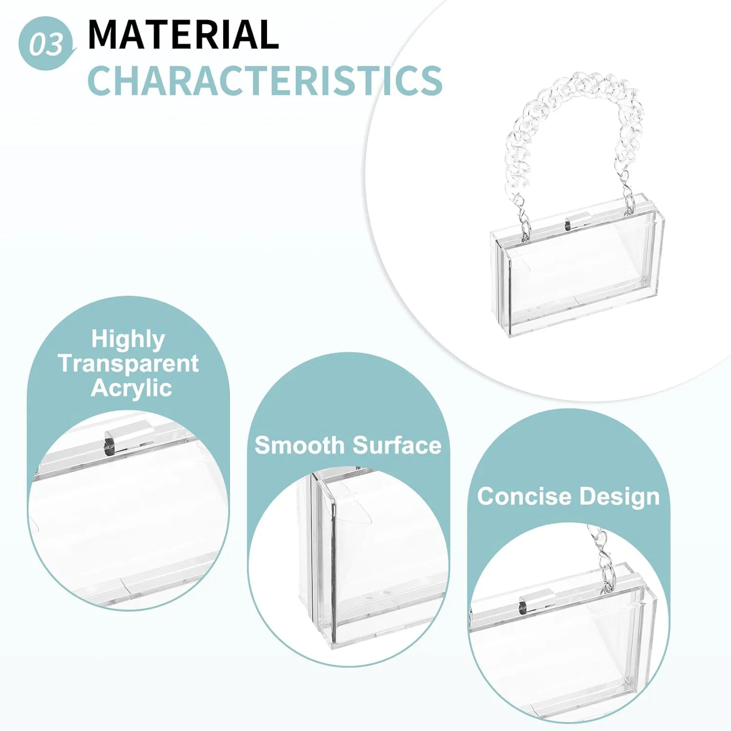Acrylic Clear Evening Clutch Bag for Women, Shoulder Handbags Neon Hard Frame with Chains Party Purse for Wedding Prom Party (Transparent, Silver)
