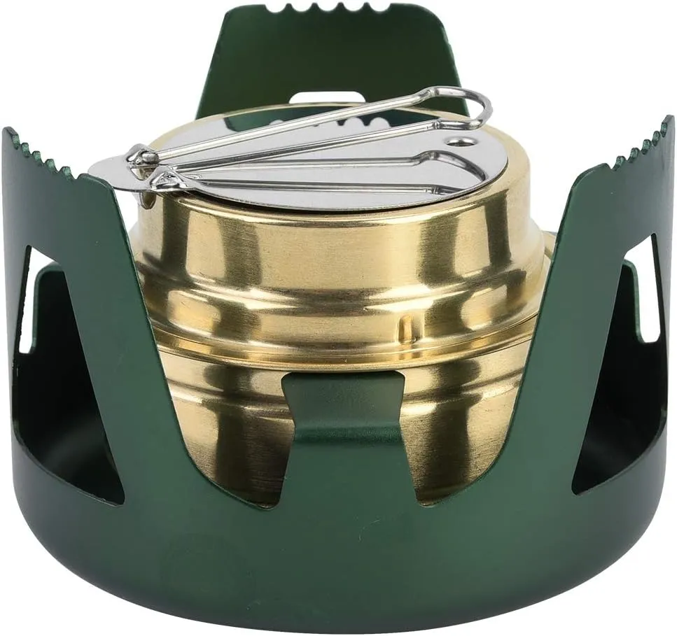 Adjust Flame Portable Alcohol Stove Burner, Lightweight Outdoor Camping BBQ for Ease of Use, with Foldable Handle and Efficient Design, Compact and Lightweight, Portable, with (Green)