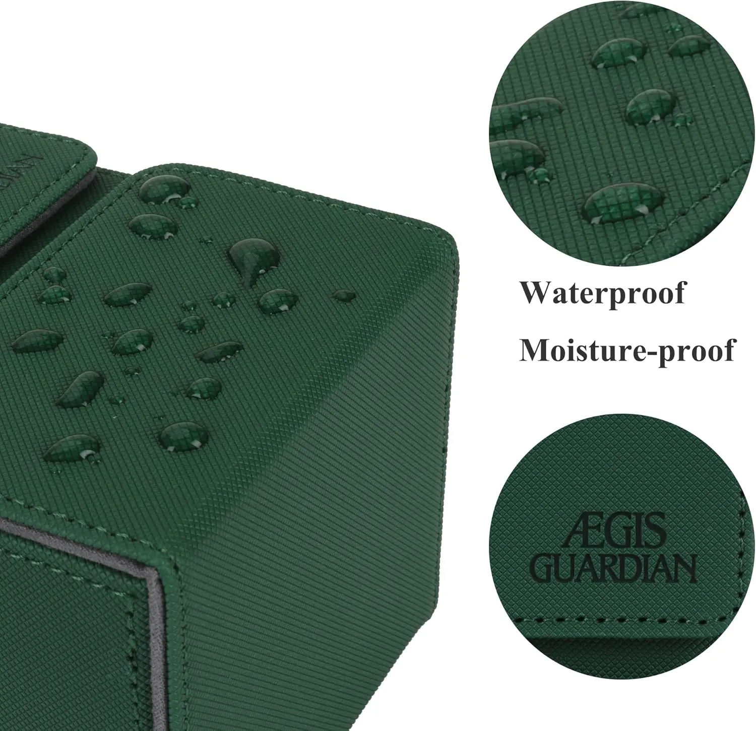 AEGIS GUARDIAN Card Deck Box with Dice Tray for MTG Cards, Commander Deck Box fit 150  Sleeved Cards, PU Leather Card Storage Box Strong Magnet Deck Game Case for TCG CCG, Green