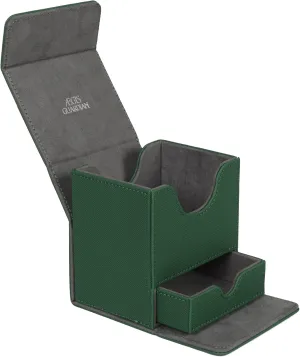AEGIS GUARDIAN Card Deck Box with Dice Tray for MTG Cards, Commander Deck Box fit 150  Sleeved Cards, PU Leather Card Storage Box Strong Magnet Deck Game Case for TCG CCG, Green