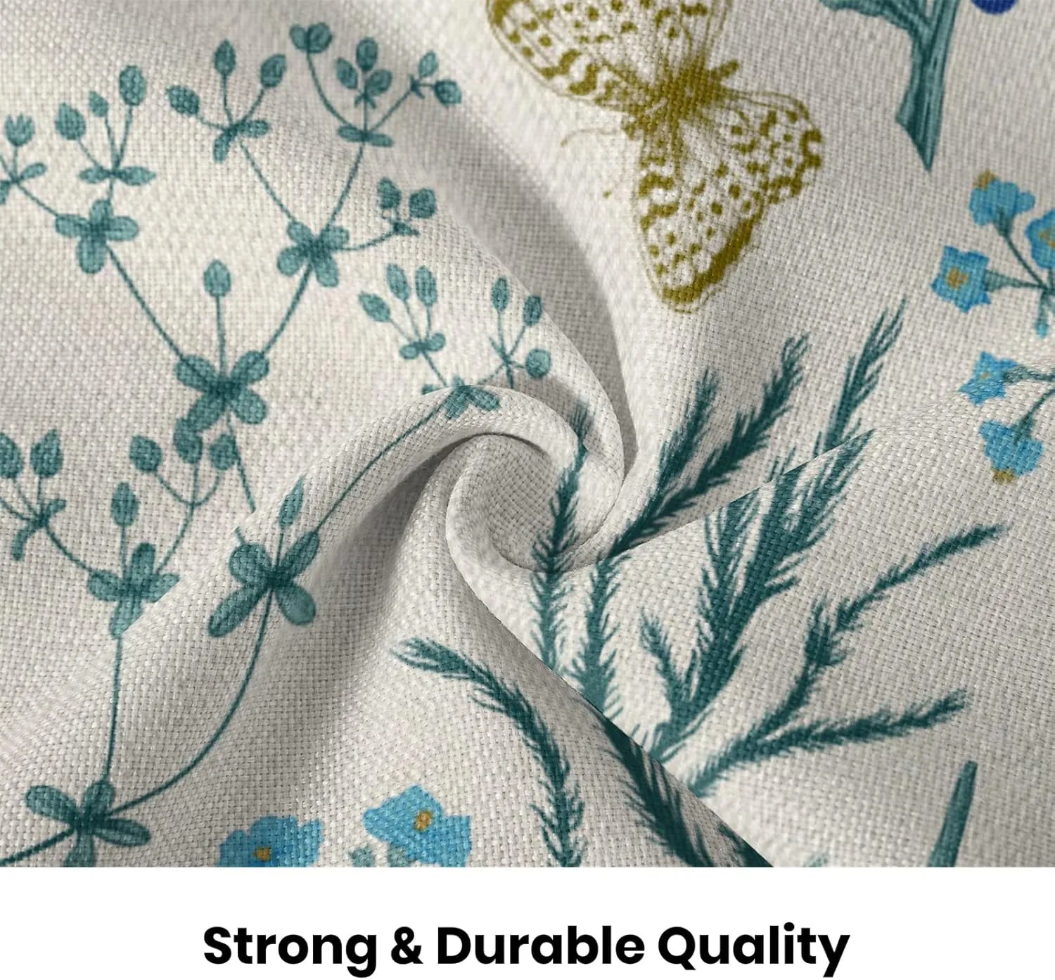 AEIOAE Spring Pillow Covers 18x18 Inch Set of 2,Blue Teal Wild Flower Plant Throw Pillows Case,Seasonal Floral Outdoor Decorative Square Linen Farmhouse Decor Cushion Covers for Home Sofa Bed Couch