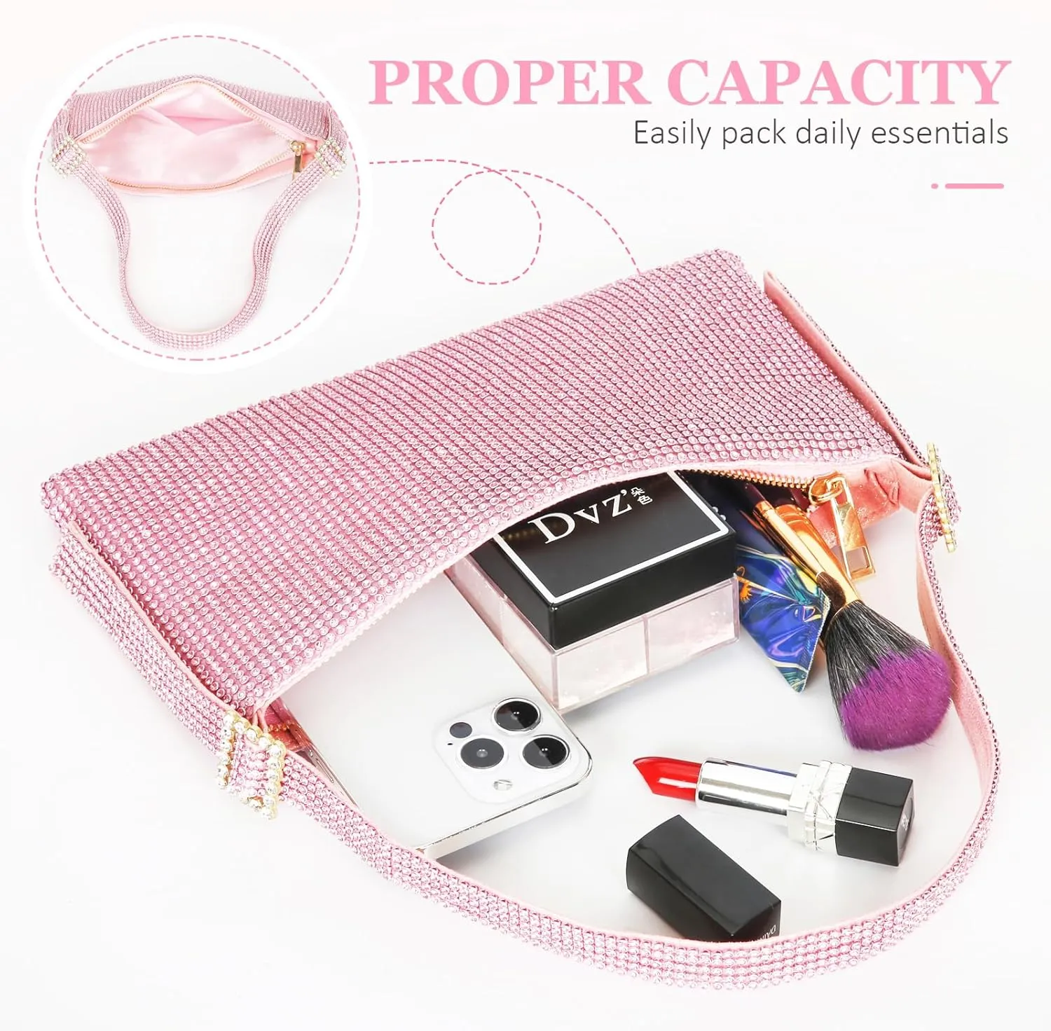 Afashor Women's Rhinestone Evening Bag Shiny Shoulder Clutch Purse for Wedding Party with Adjustable Strap