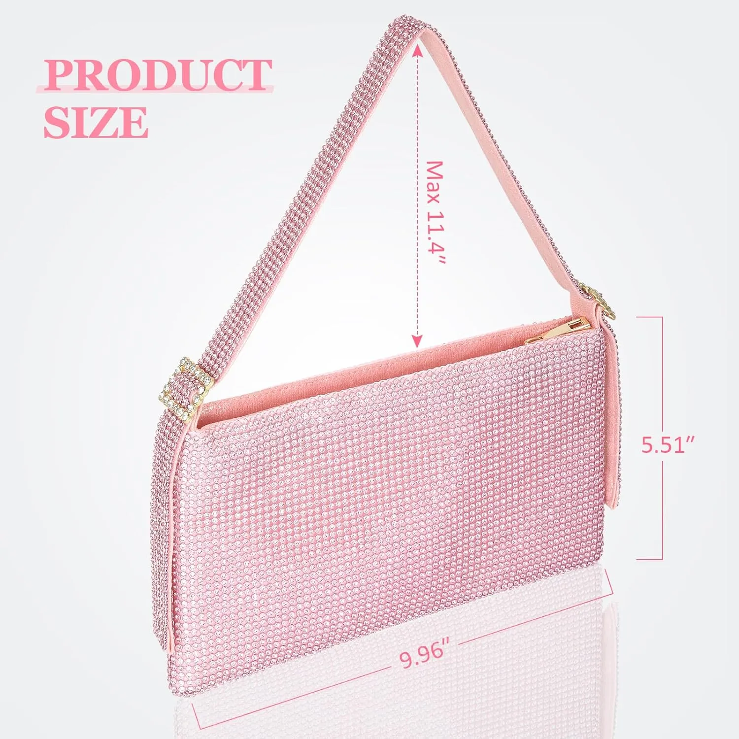 Afashor Women's Rhinestone Evening Bag Shiny Shoulder Clutch Purse for Wedding Party with Adjustable Strap