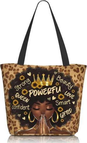 African American Women Tote Bag，Black Shoulder Handbag，Black Art Tote，Afro Black Women Magic Handbags