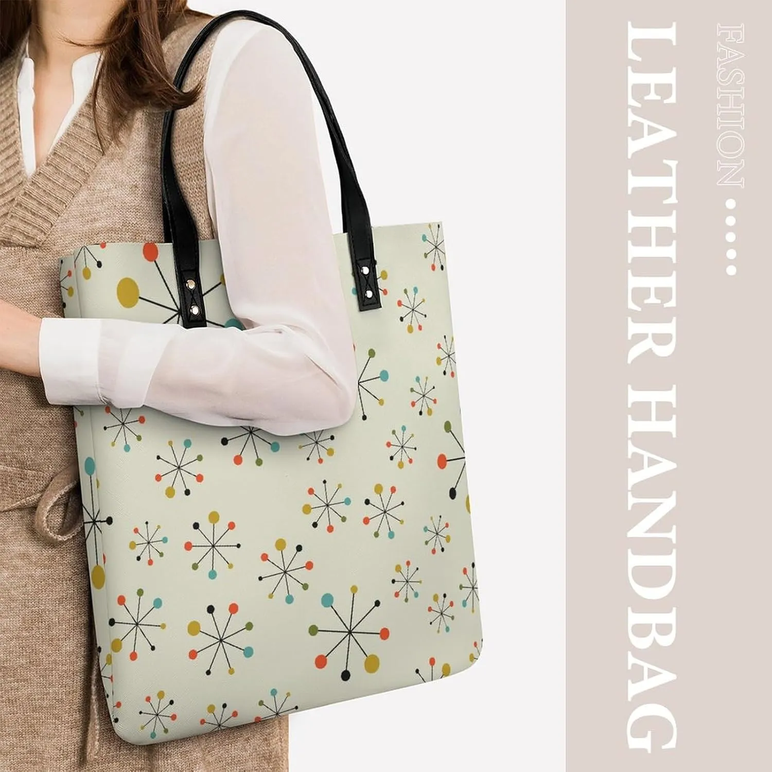 Afrocentric Mud Cloth Print Large Capacity Leather Handbag