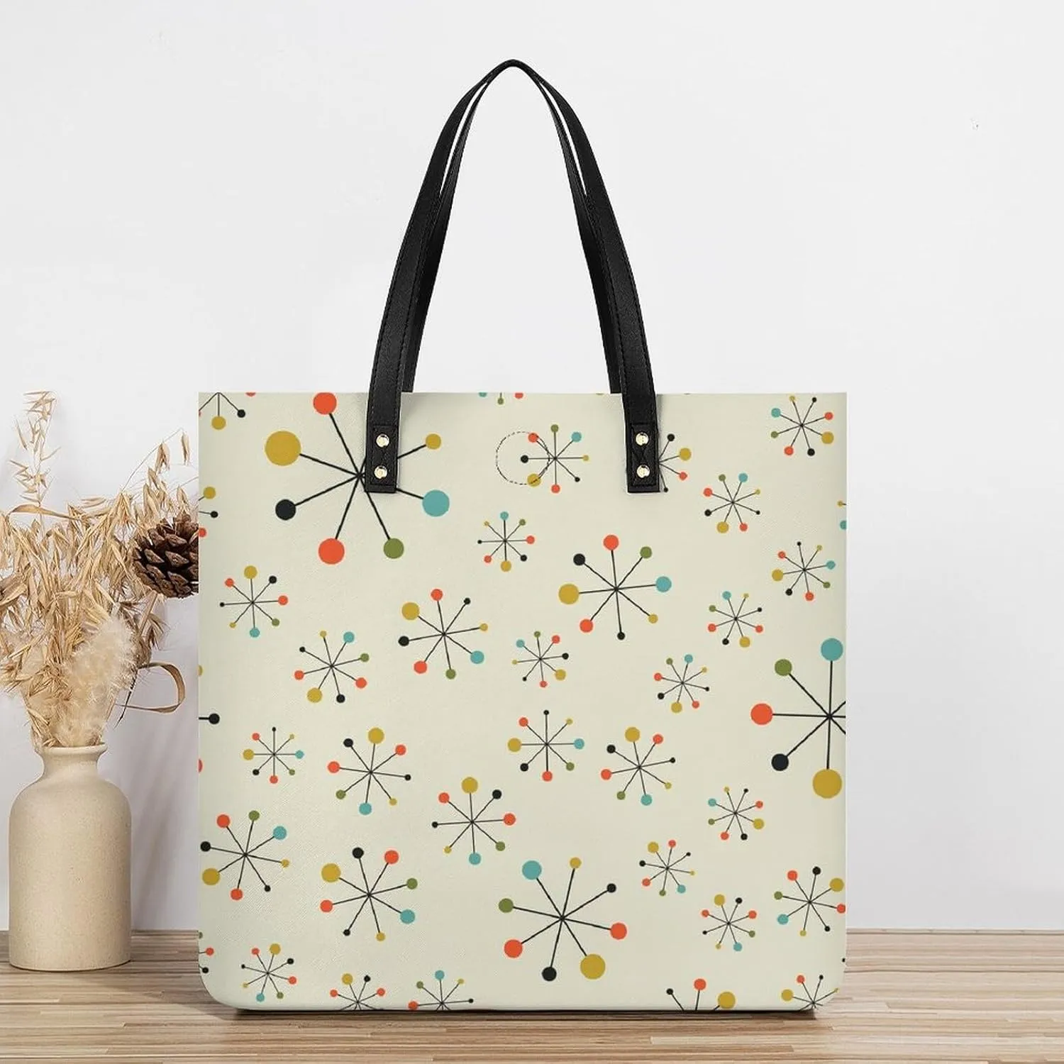 Afrocentric Mud Cloth Print Large Capacity Leather Handbag