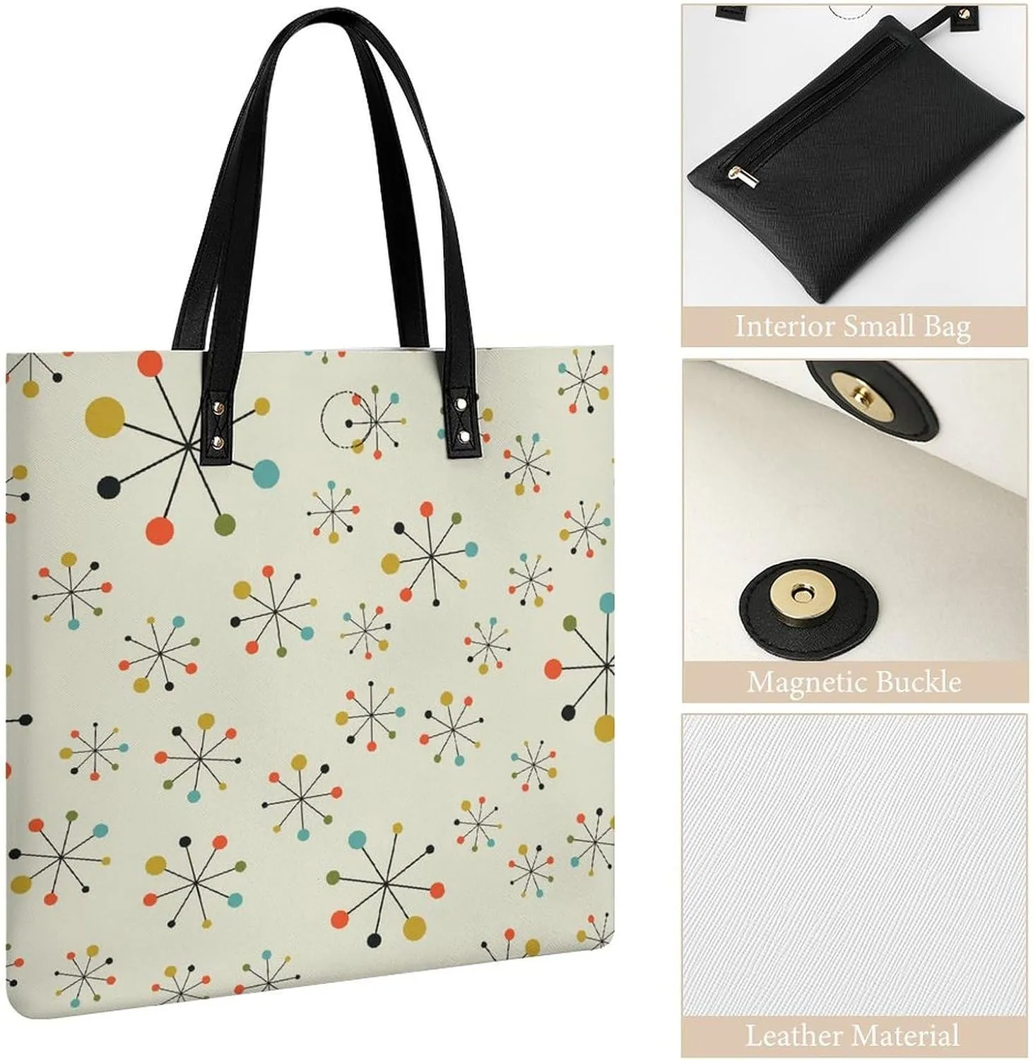 Afrocentric Mud Cloth Print Large Capacity Leather Handbag